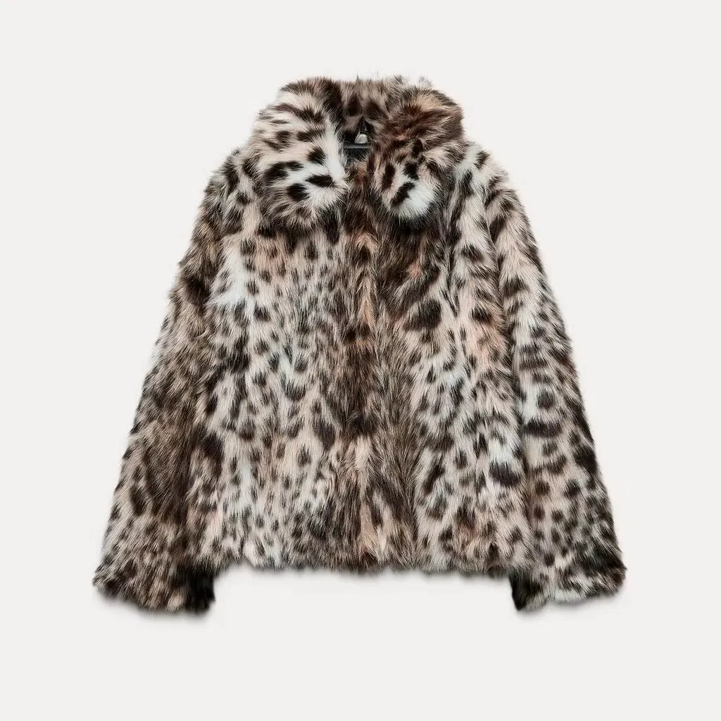 Apparel&AccessoriesWomen's ClothingWomen's Faux Fur CoatsWomen's Autumn and Winter New Fashion Joker Casual Faux Fur Effect Retro Lapel Long-sleeved Women'