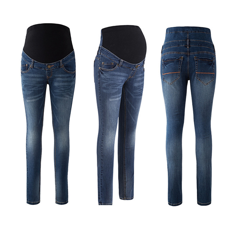 Custom Brand Quality Comfortable Soft Denim Cotton/spandex Fitness Cheapest Pregnant Clothing Maternity Jeans