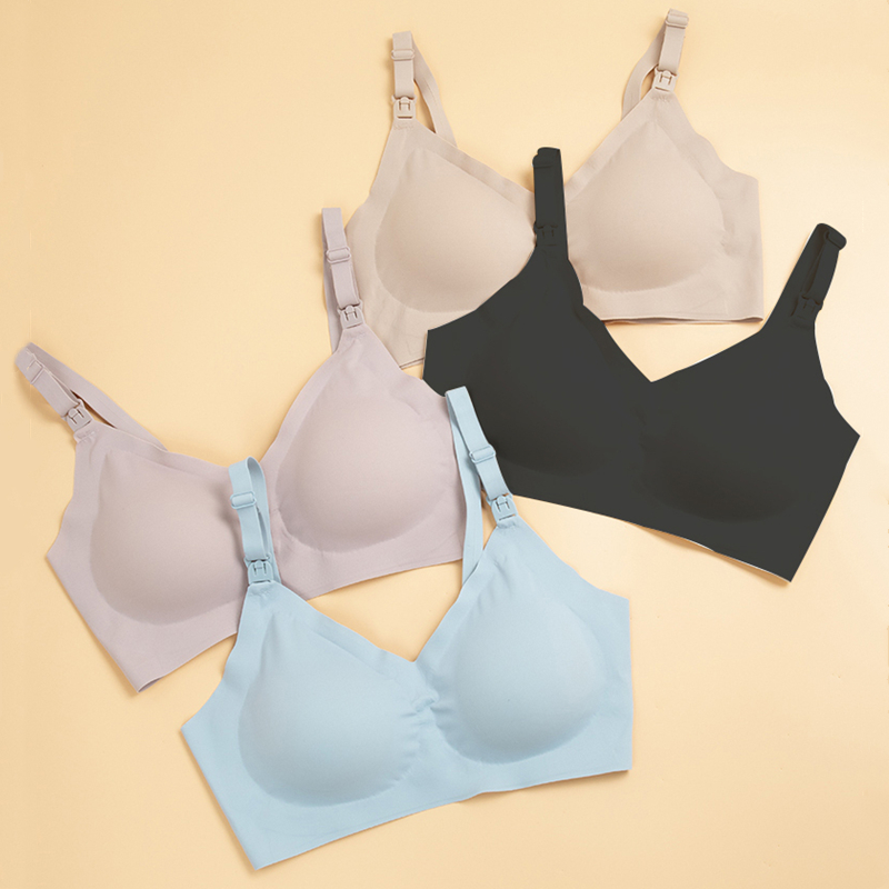 Women's Front Open Comfortable Breastfeeding Nursing Bra Laser Cutting Wire-free Maternity Bra Underwear