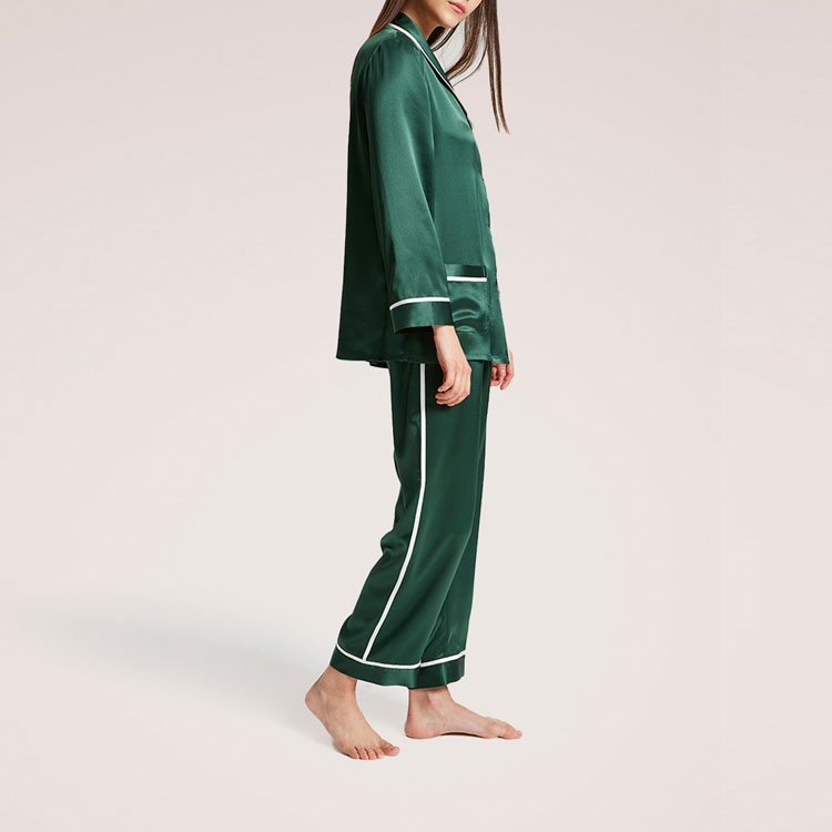 Fashion Ladies Sleepwear Women's Clothes Customized Nightgown Casual Long Sleeve Satin Pajama for Women Sets