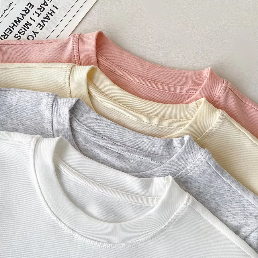 Custom Summer Heavy Weight Blank Cotton Slim Fit Women's T-shirts O-neck Casual Wholesale