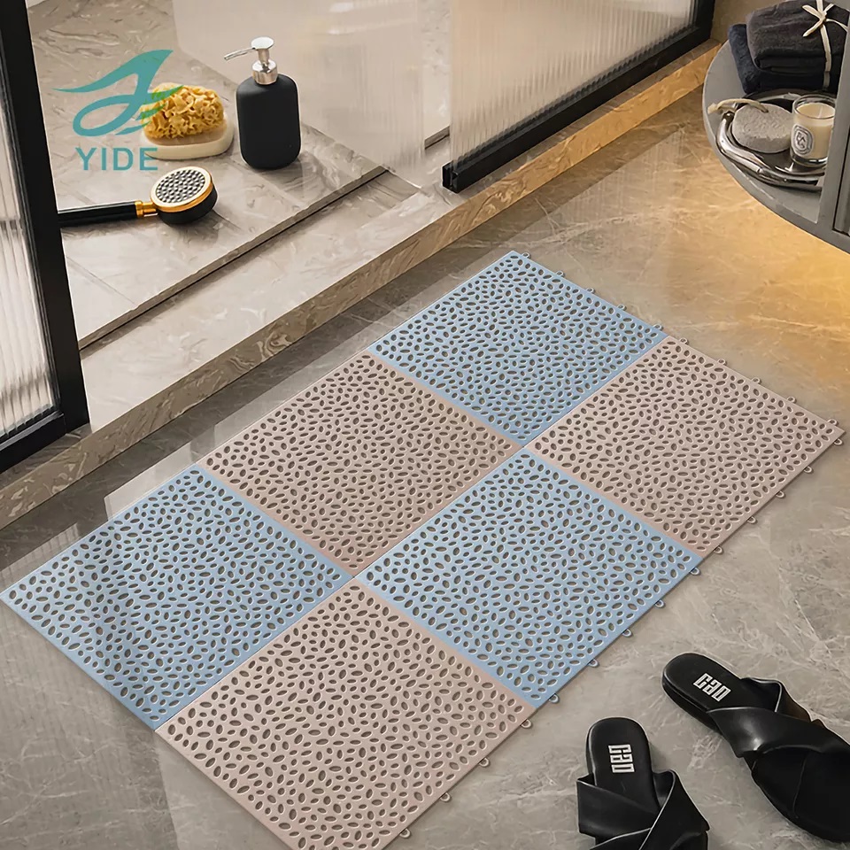 YIDE High quality Bath Mats PVC Fast Drying Interlock Anti-Slip Bathroom Floor Mat Interlocking Mat