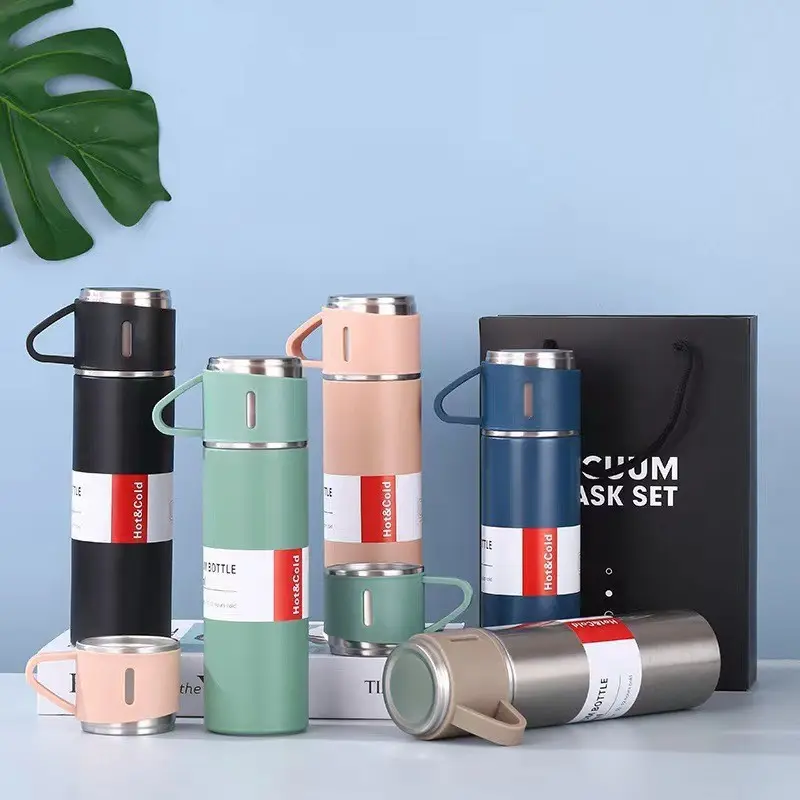 Wholesale Portable 500ml Insulated Vacuum Water Bottle Gift Set with Extra 2 Lids Manufacturer, Factory