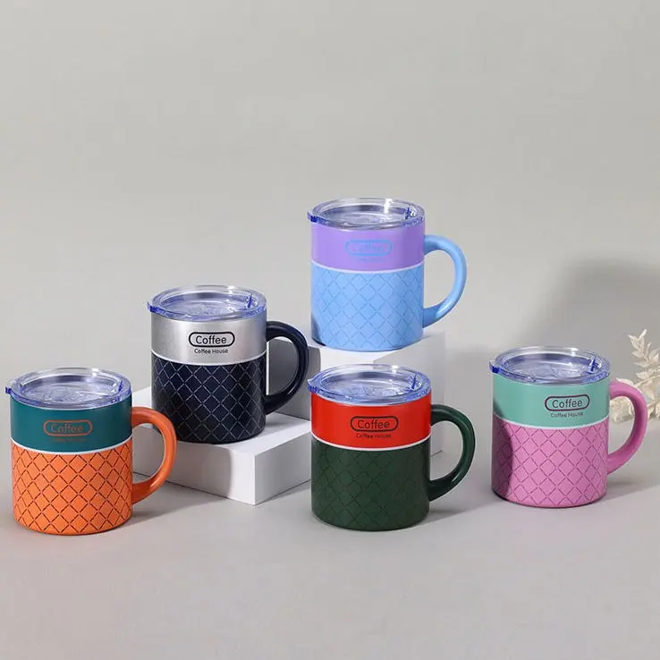 Wholesale 12oz Double Wall Vacuum Travel Mug Camping Cup with Handle and Slide Lid Supplier, Factory