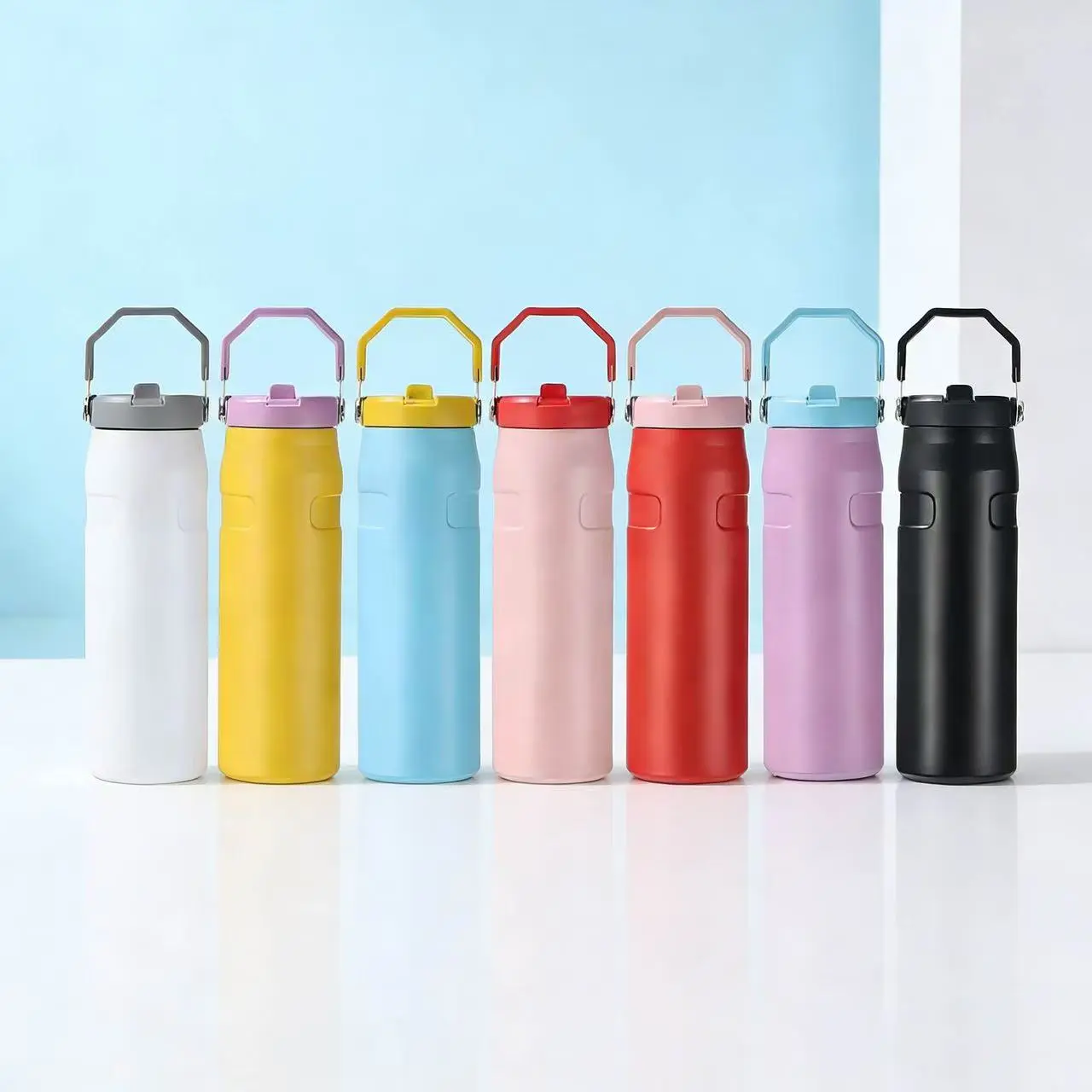 Wholesale New Arrival 16oz 24oz Stainless Steel Water Bottle Insulated Travel Tumbler with Flip Straw Lid and Handle Manufacturer, Factories