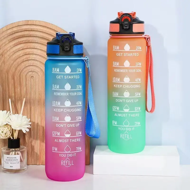 Wholesale Large Capacity 32oz BPA-free Plastic Water Bottle with Motivational Time Maker Supplier, Factories