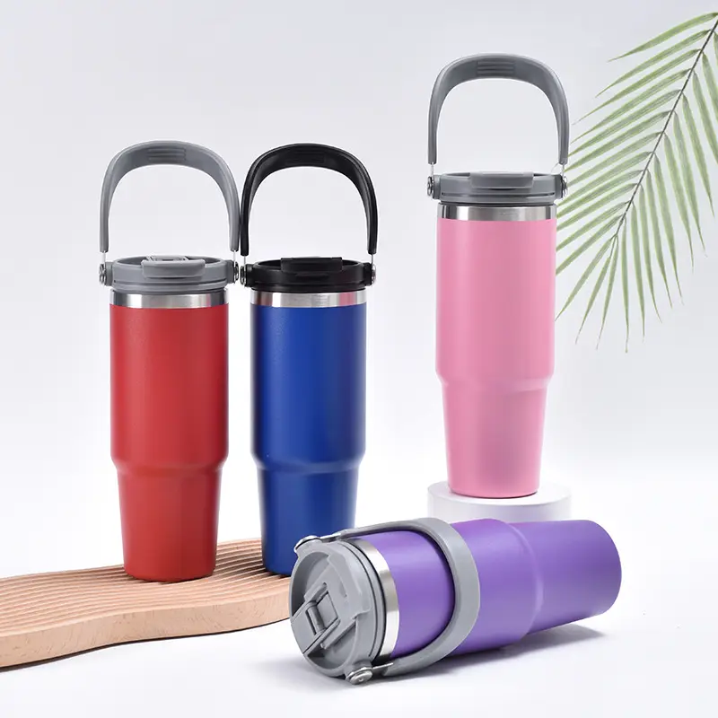 Wholesale Portable 30oz Stainless Steel Vacuum Insulated Tumbler with Flip Straw & Sip Lid Factories, Factory