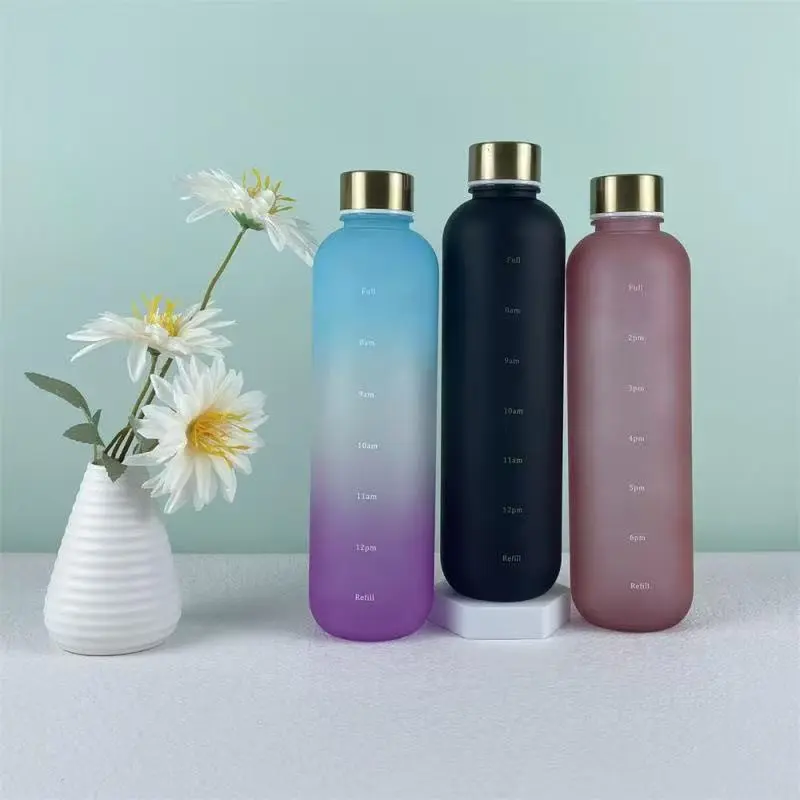 Wholesale Large Capacity 1L Frosted Gradient Color Tritan Cup Plastic Sports Water Bottle Supplier, Factories
