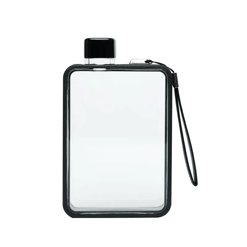 Wholesale BPA Free 380ml Flat Design Direct Drinking Plastic Water Bottle with Rope Handle for Sports Manufacturer, Supplier