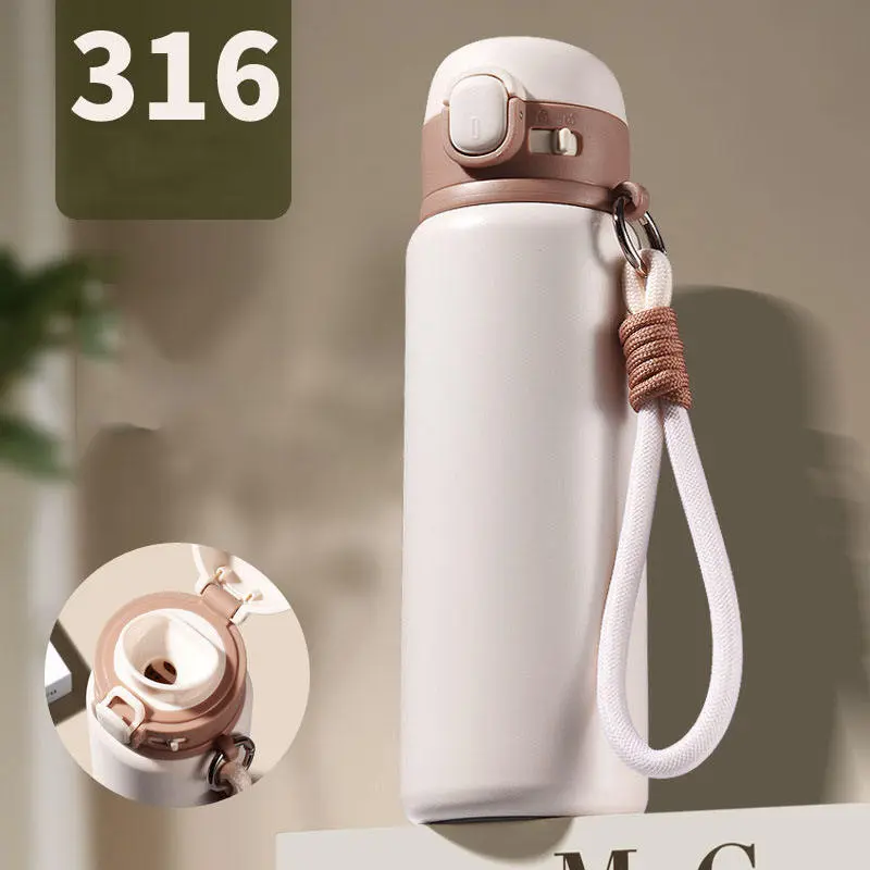 Wholesale Modern Style 380ml 480ml Food-grade 316 Stainless Steel Water Bottle with Bounce Lid Suppliers, Factories