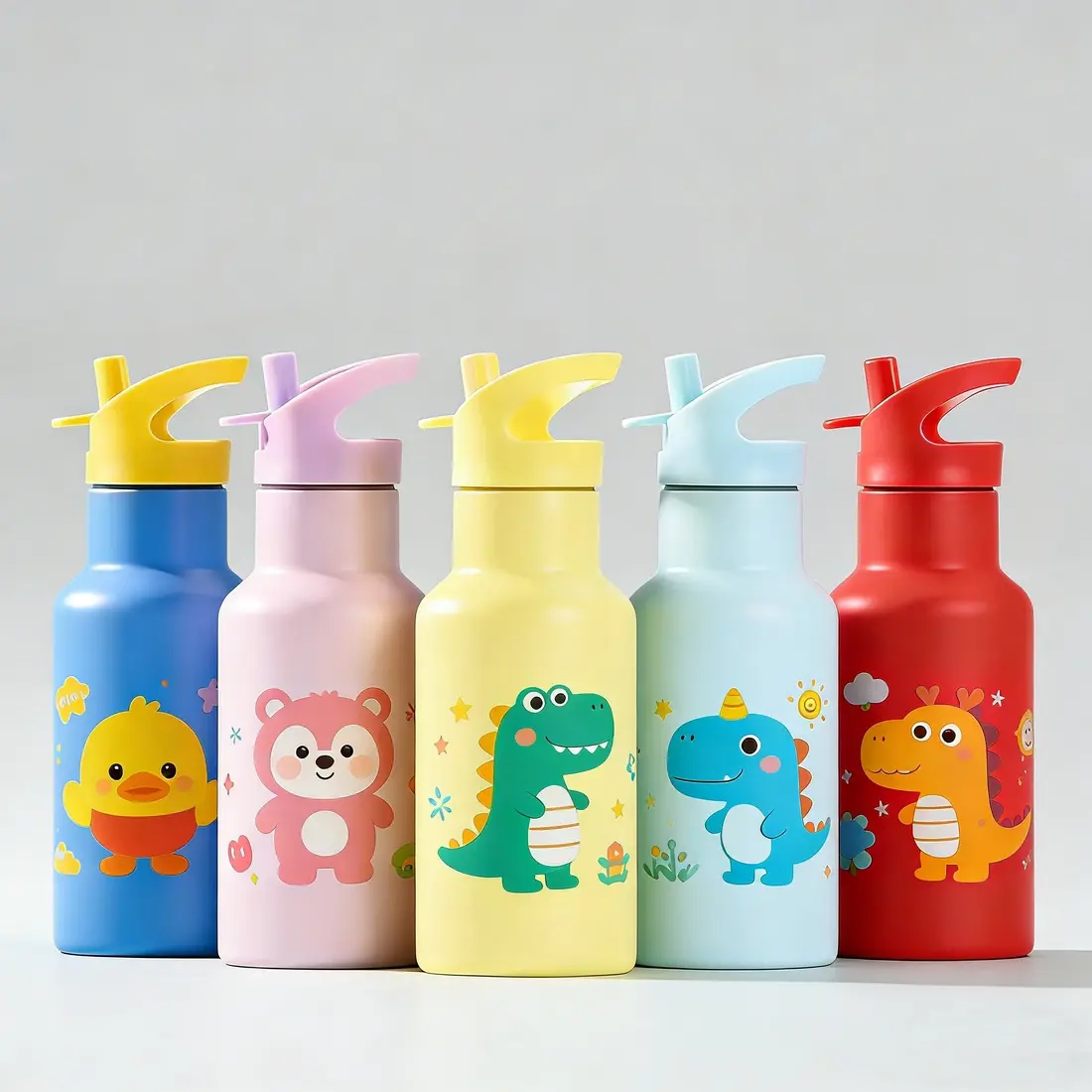 China Cute 12oz/350ml 316 Stainless Steel Kids Water Bottle Vacuum Insulated Mini Flask with Straw and Handle for Children Suppliers, Factories