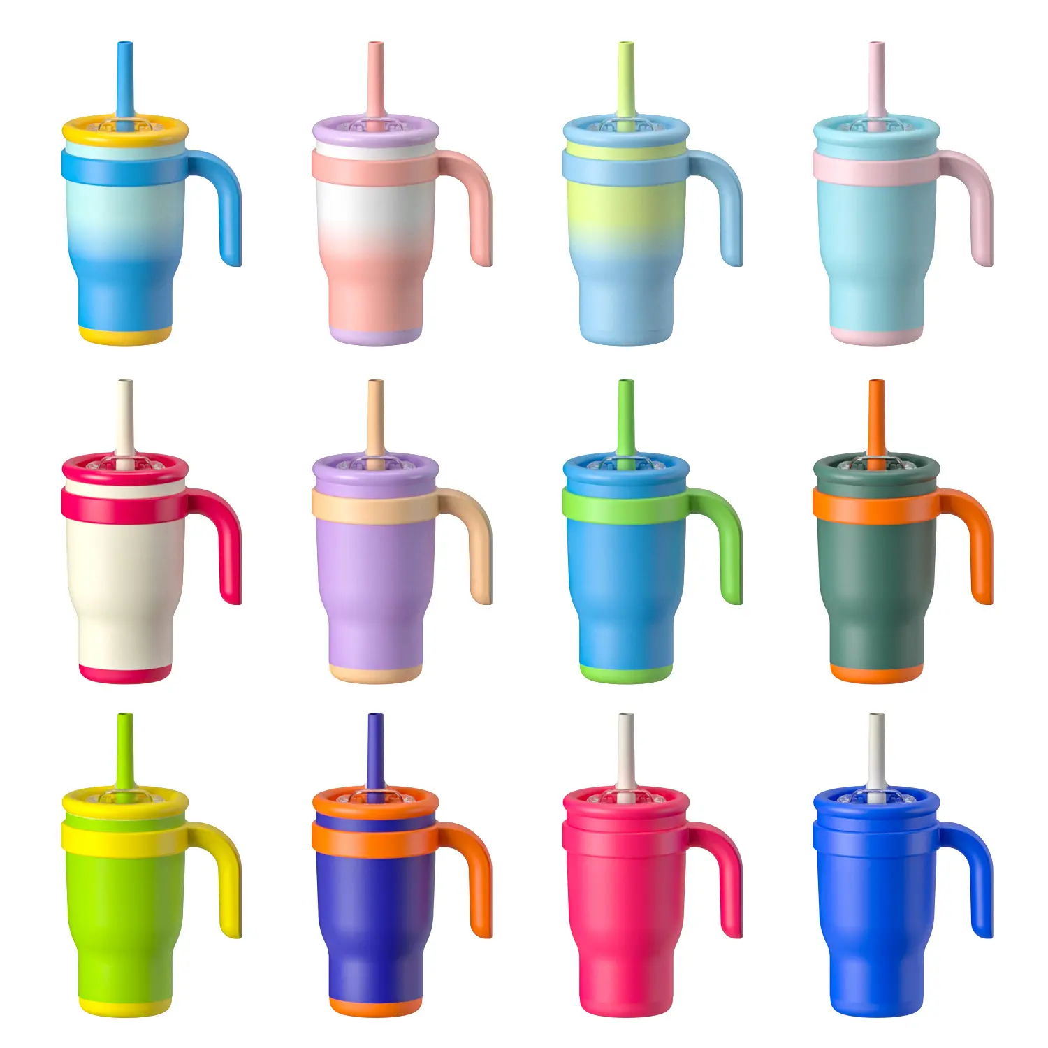 Wholesale Colorful 14oz Mini Stainless Steel Kids Tumbler Vacuum Insulated Water Bottle with Straw and Handle for Children Factories, Factory