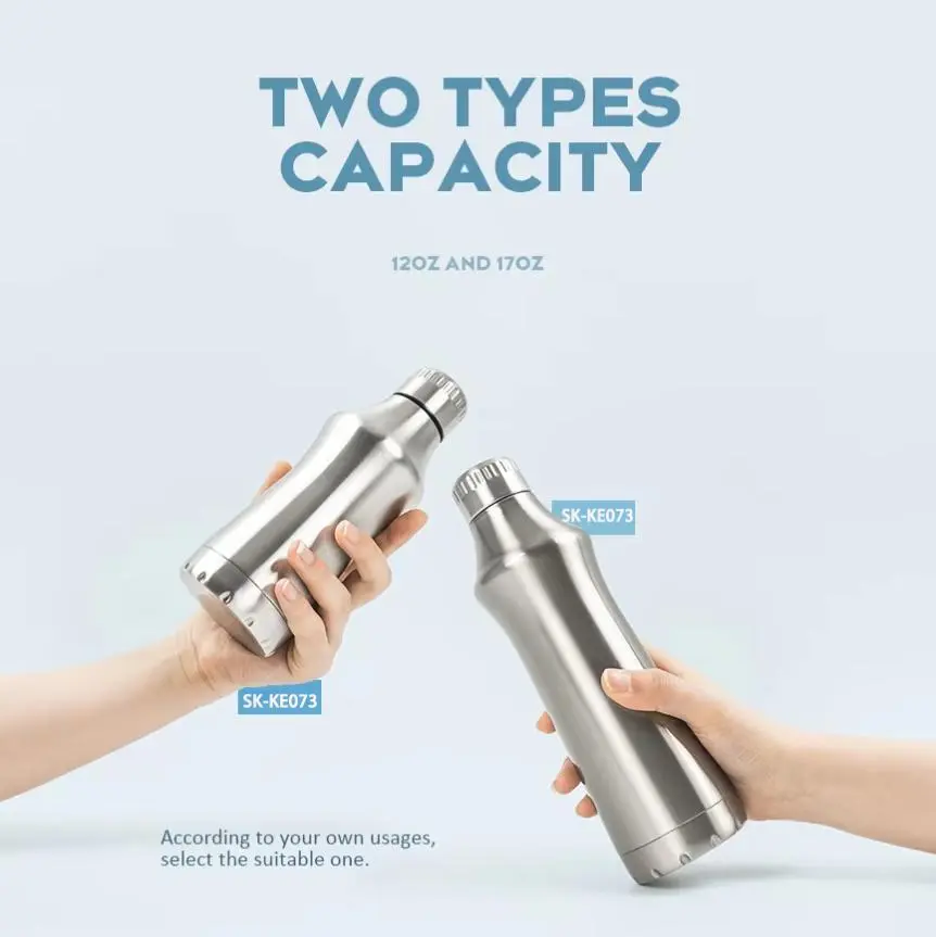 Custom Logo 500ml Double Wall Insulated Stainless Steel Water Bottle Powder Coated Durable