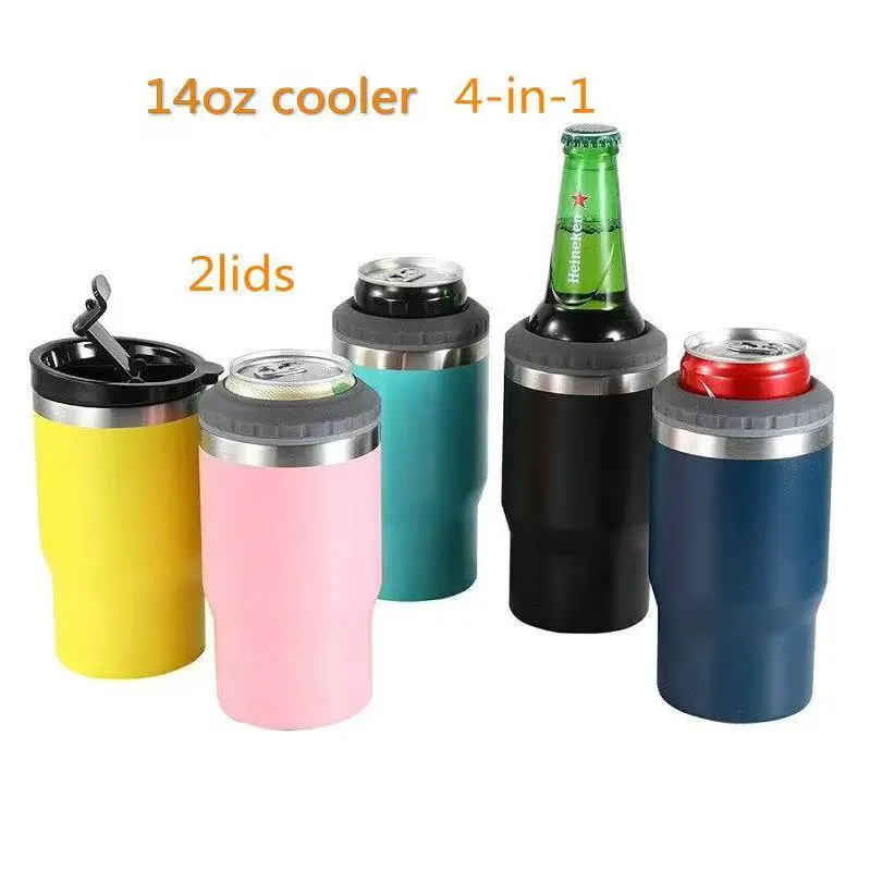 Wholesale 14oz 4 in 1 Double Wall Stainless Steel Insulated Beer Bottle Can Cooler Manufacturer, Factories