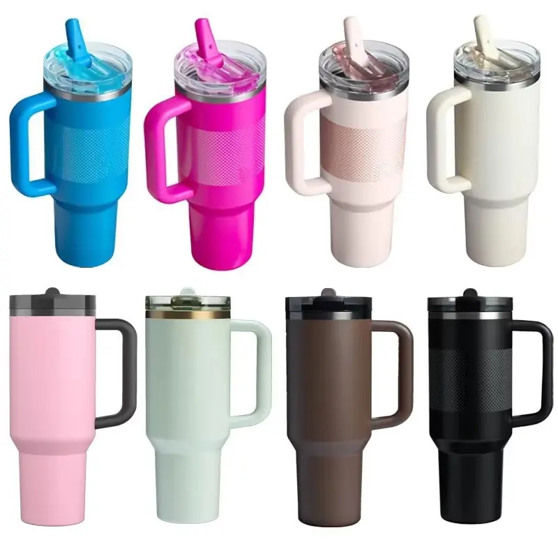 China Double Wall Insulated Cup Stainless Steel 40oz Tumbler with Handle and Straw Lid Manufacturers, Factory
