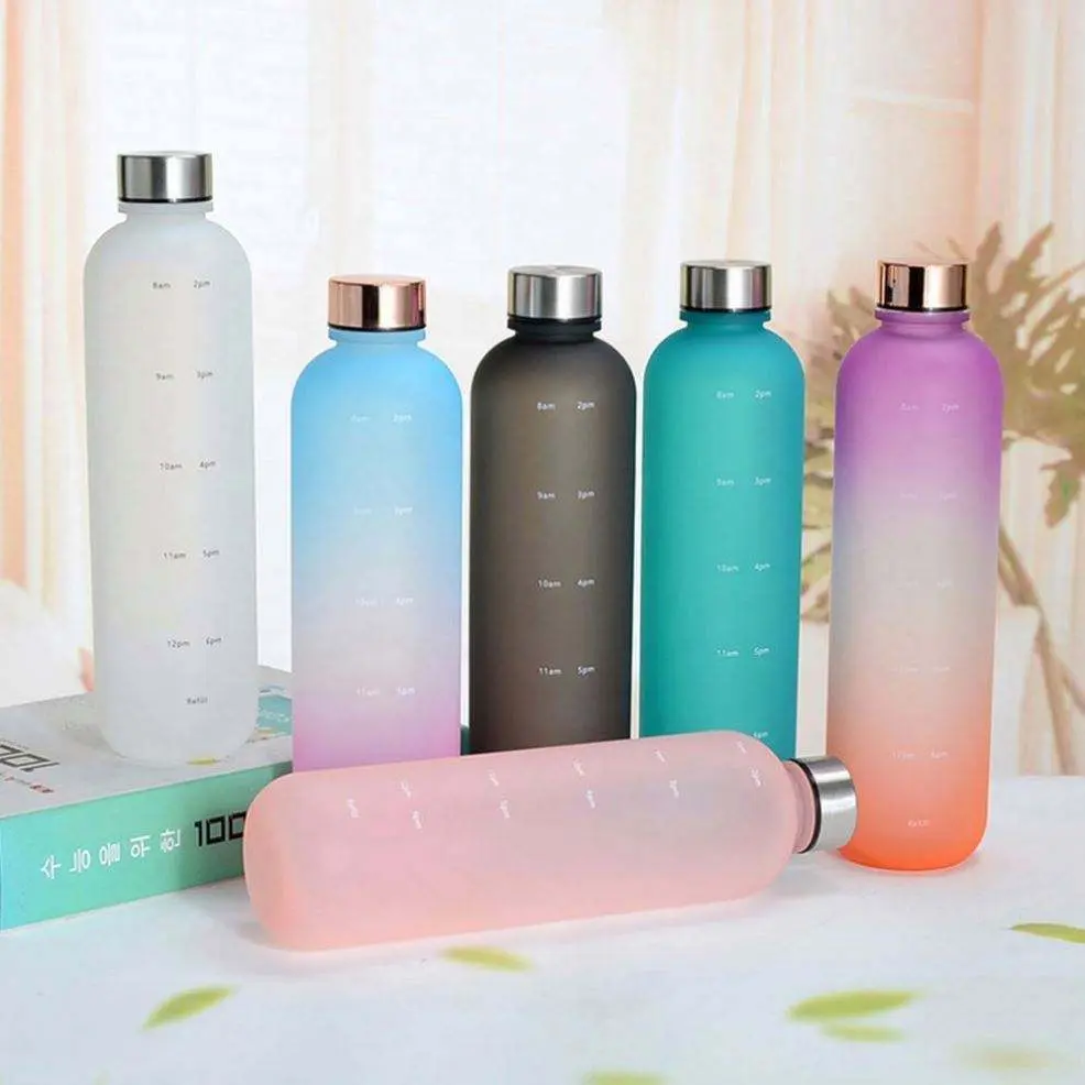 Wholesale 1000ml Bulk Customizable travel Sports Hydration Time Marked Tritan Plastic Water Bottle Manufacturers, Factories