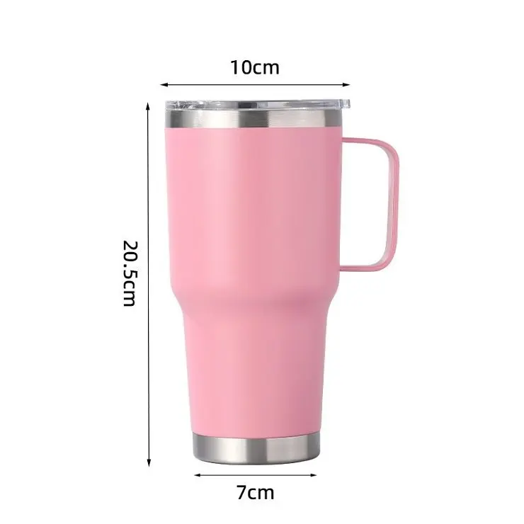 China Custom Logo 30oz Double Wall Stainless Steel Travel Tumblers Vacuum Insulated Coffee Mug with Handle Manufacturer, Suppliers