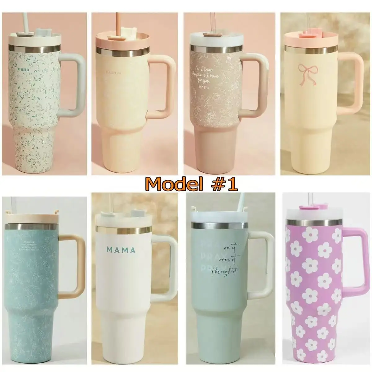 China Double Wall Insulated Cup Stainless Steel 40oz Tumbler with Handle and Straw Lid Manufacturers, Factory