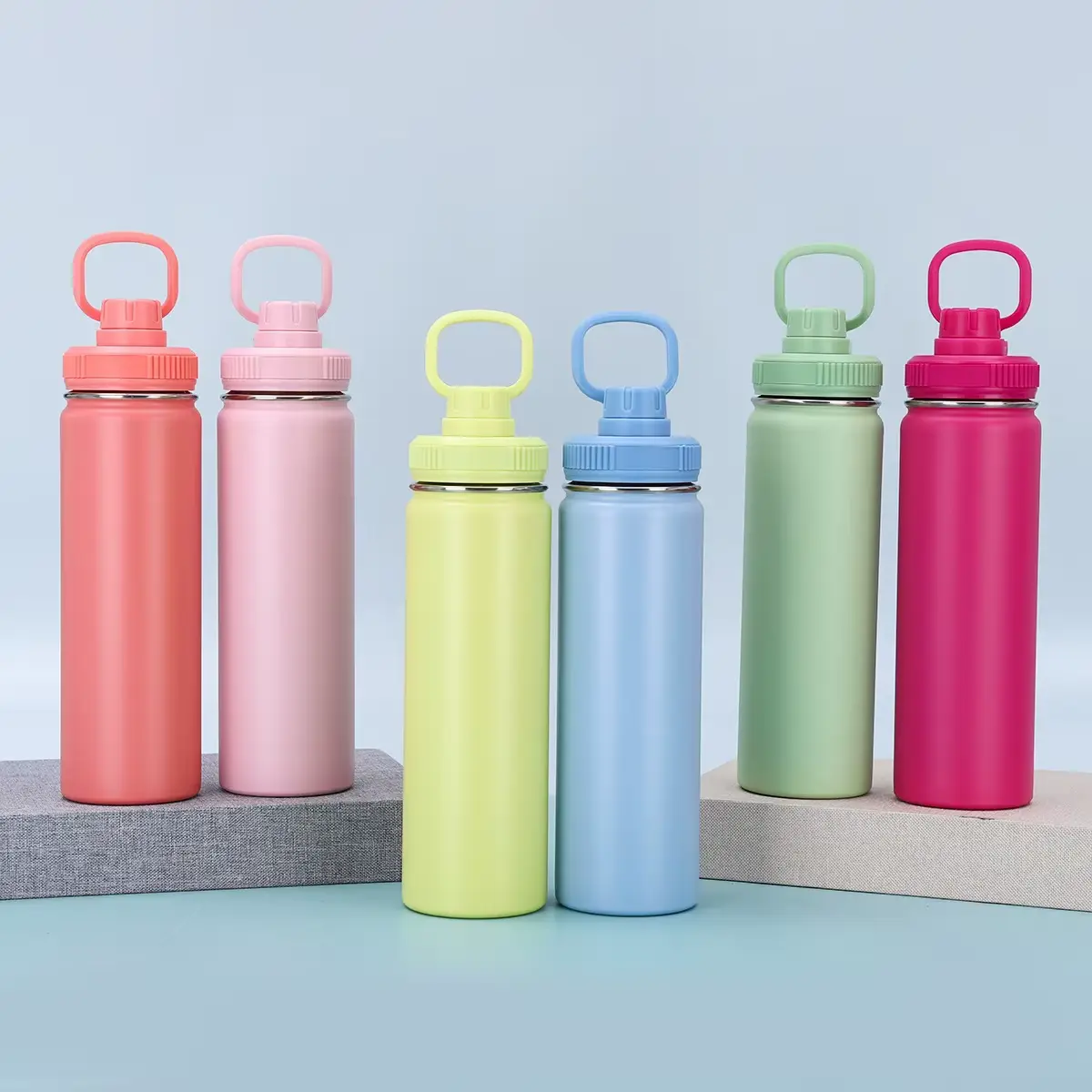 Wholesale Lulu 24oz Insulated Stainless Steel Water Bottle with Colorful Handle Lid Perfect for Yoga & Fitness Factories, Factory
