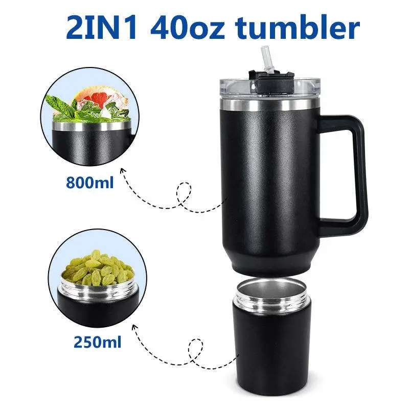 China New Arrival 40oz Stainless Steel Travel Tumbler with Straw and Handle Split Vacuum Bottle Supplier, Factory