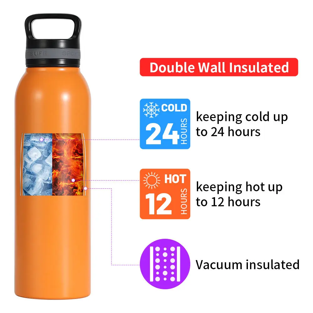 Wholesale Insulated 720ml Stainless Steel Reusable Sports Water Bottle with Handle Lid Suppliers, Factories