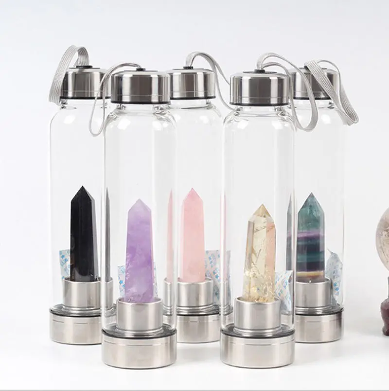 China Polished Crystal Infuser Glasses Drinking Bottle with Handcrafted Healing Crystals Unique Craft Product Supplier, Suppliers