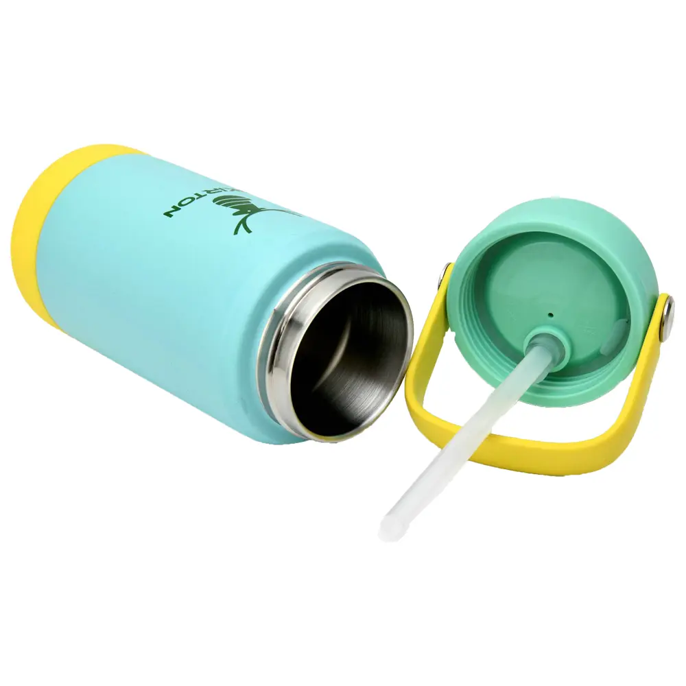 Wholesale 12oz Food Grade Stainless Steel Children Water Bottle with Straw Lid and Silicone Base Manufacturers, Supplier