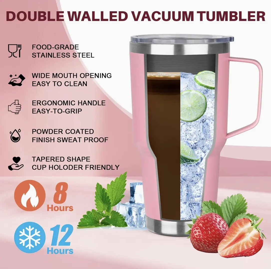 China Custom Logo 30oz Double Wall Stainless Steel Travel Tumblers Vacuum Insulated Coffee Mug with Handle Manufacturer, Suppliers