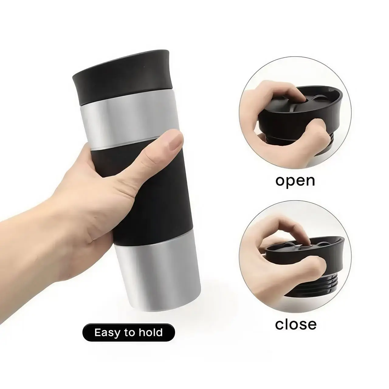 China New Arrival 400ml Stainless Steel Coffee Mug Insulated Traval Cup with 360°Water Outlet Cap Manufacturer, Suppliers