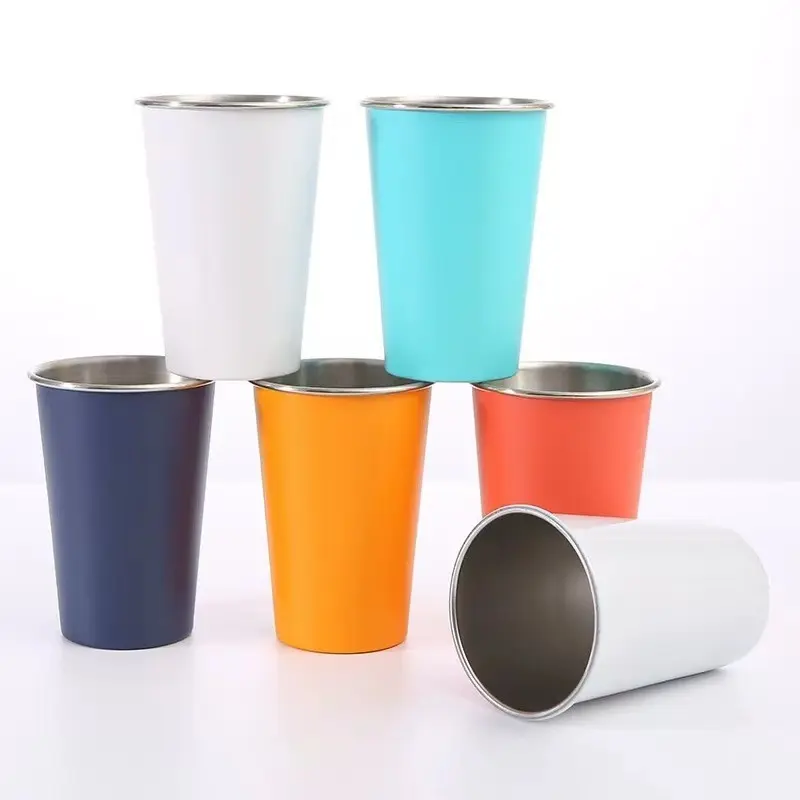 China 16oz Single Wall Stainless Steel Stackable Pint Cup for Outdoor Camp Factories, Factory