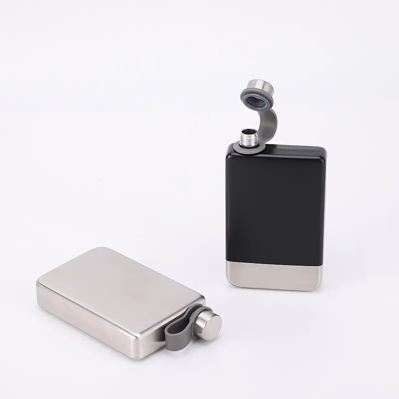 Wholesale 8oz Portable Stainless Steel Square Hip Flask with Integrated Steel Cap for Men Supplier, Suppliers
