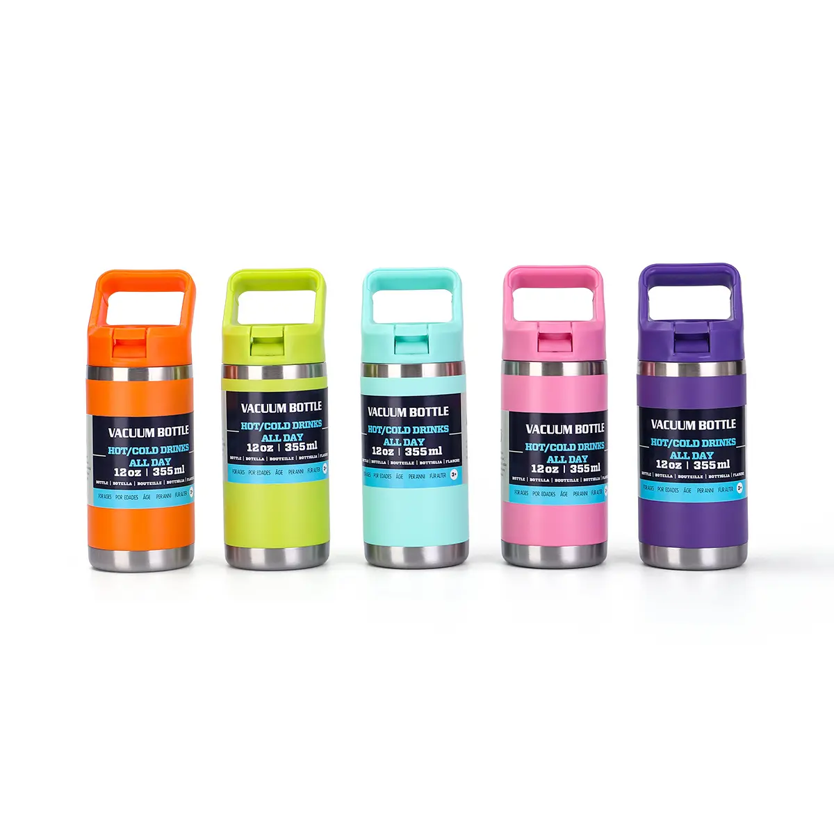 China Double Wall Vacuum Insulated 12oz Stainless Steel Kids Water Bottle with Straw Lid Supplier, Factories