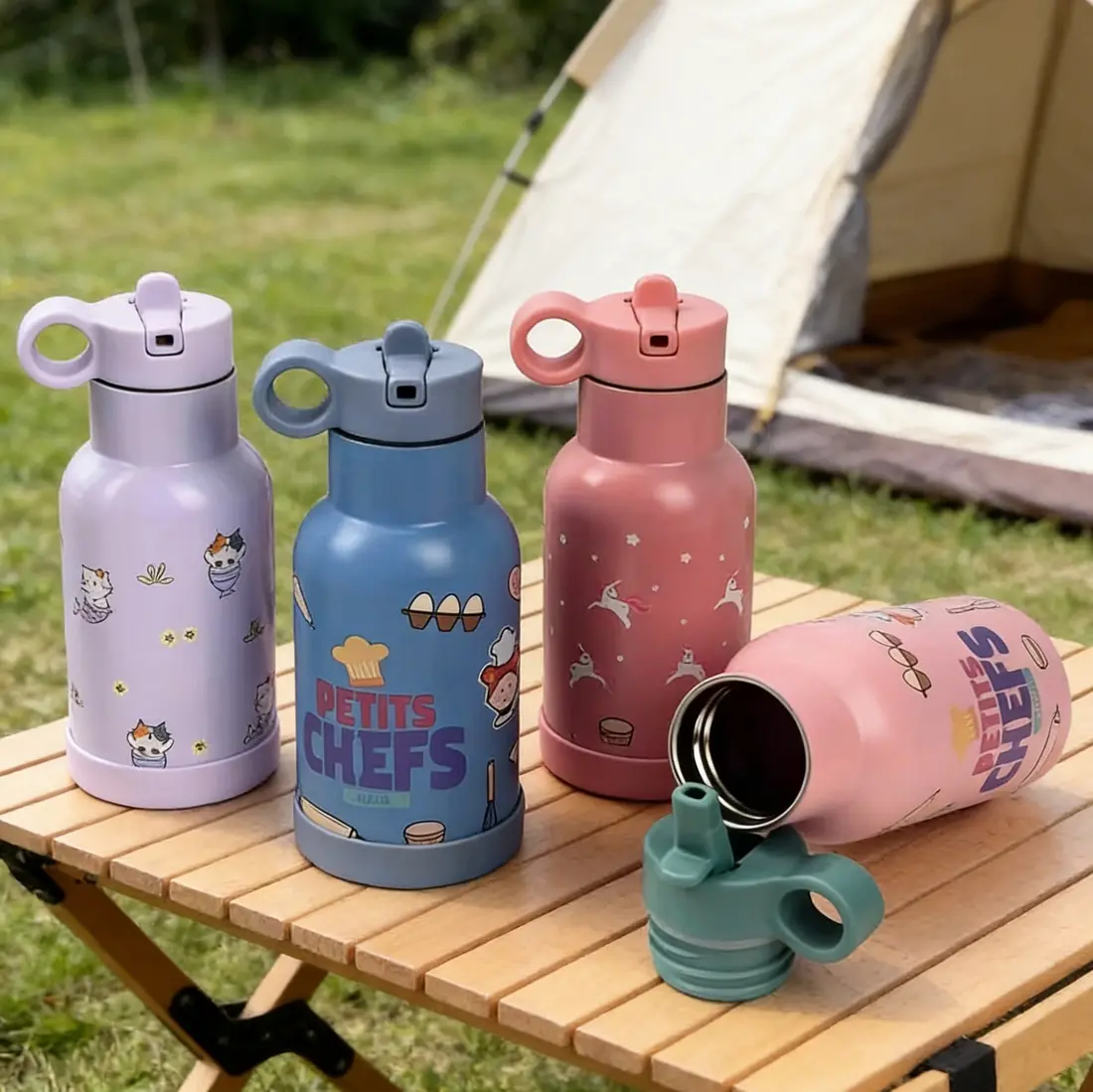 China Custom 350ml/500ml Double Wall Stainless Steel Kids Water Bottle Vacuum Insulated Flask with Flip Straw for School Factories, Factory