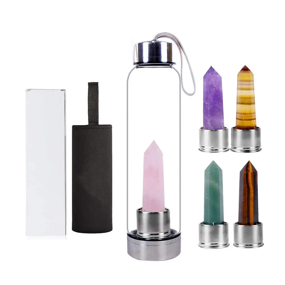 China Polished Crystal Infuser Glasses Drinking Bottle with Handcrafted Healing Crystals Unique Craft Product Supplier, Suppliers