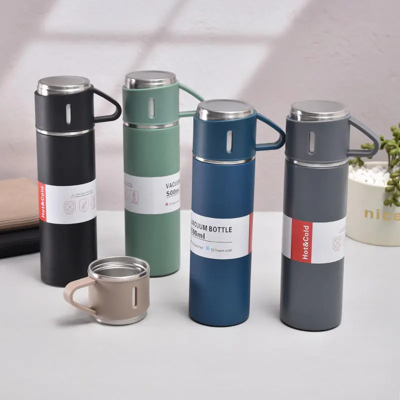Wholesale Portable 500ml Insulated Vacuum Water Bottle Gift Set with Extra 2 Lids Manufacturer, Factory