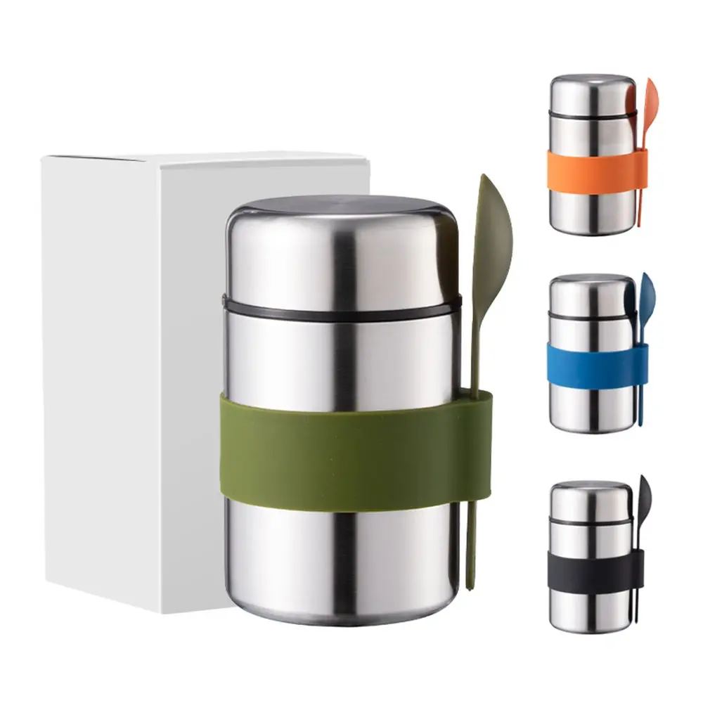 Wholesale 400ml Stainless Steel Food Container Colorful Vacuum Insulated Lunch Box with Spoon for School