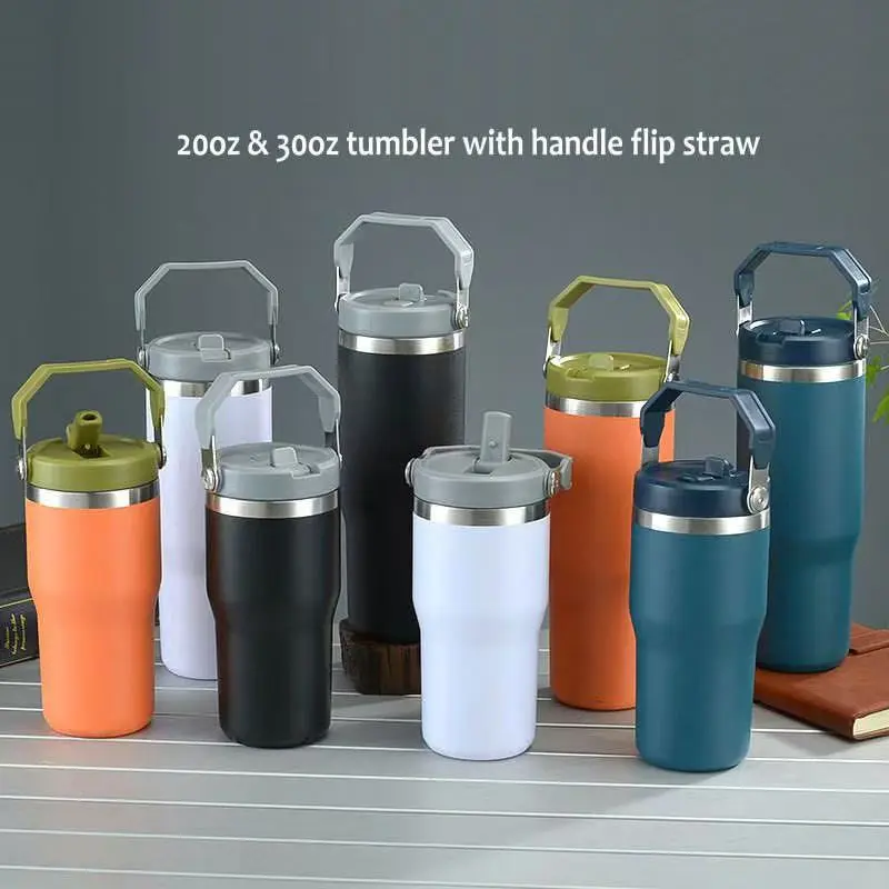 China Insulated Stainless Steel Travel Stanley IceFlow Flip Straw Tumbler with Handle Leak Proof Lid Supplier, Factory