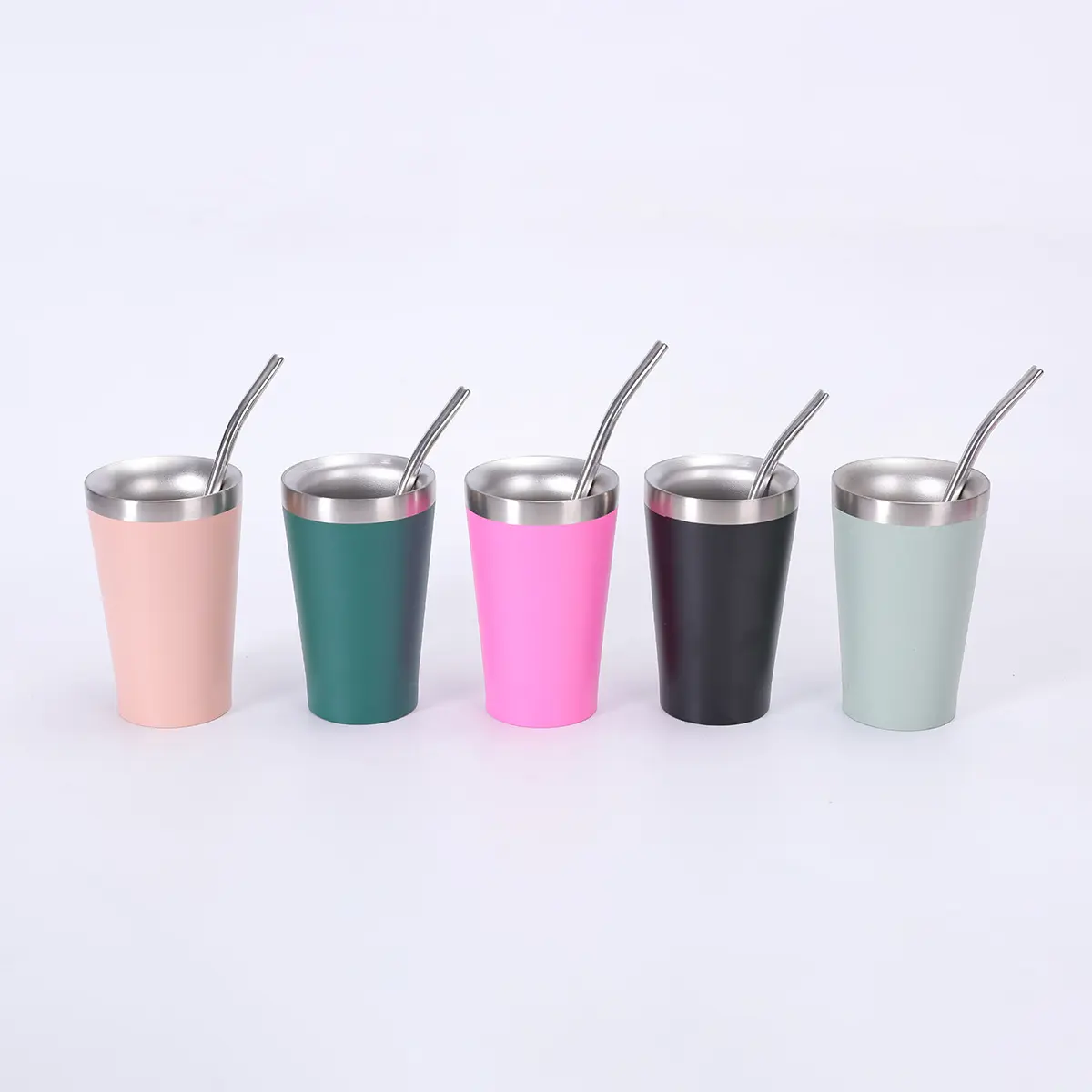 Wholesale 5oz Double Wall Stainless Steel Vacuum Cup Mini Coffee Tumbler with Straw Spoon