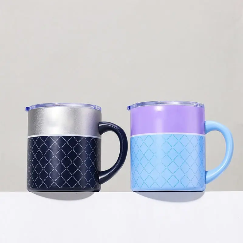Wholesale 12oz Double Wall Vacuum Travel Mug Camping Cup with Handle and Slide Lid Supplier, Factory