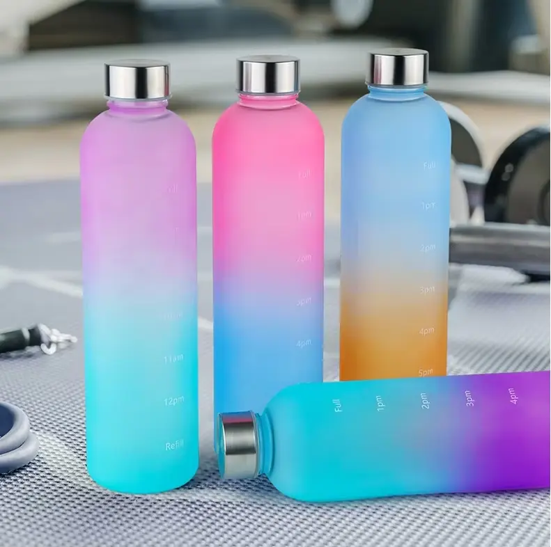 Wholesale 1000ml Bulk Customizable travel Sports Hydration Time Marked Tritan Plastic Water Bottle Manufacturers, Factories