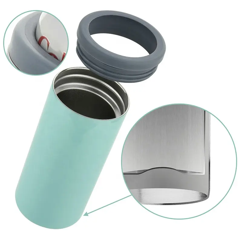 China 12oz Slim Double Wall Stainless Steel Skinny Can Cooler Beer Bottle Factories, Factory