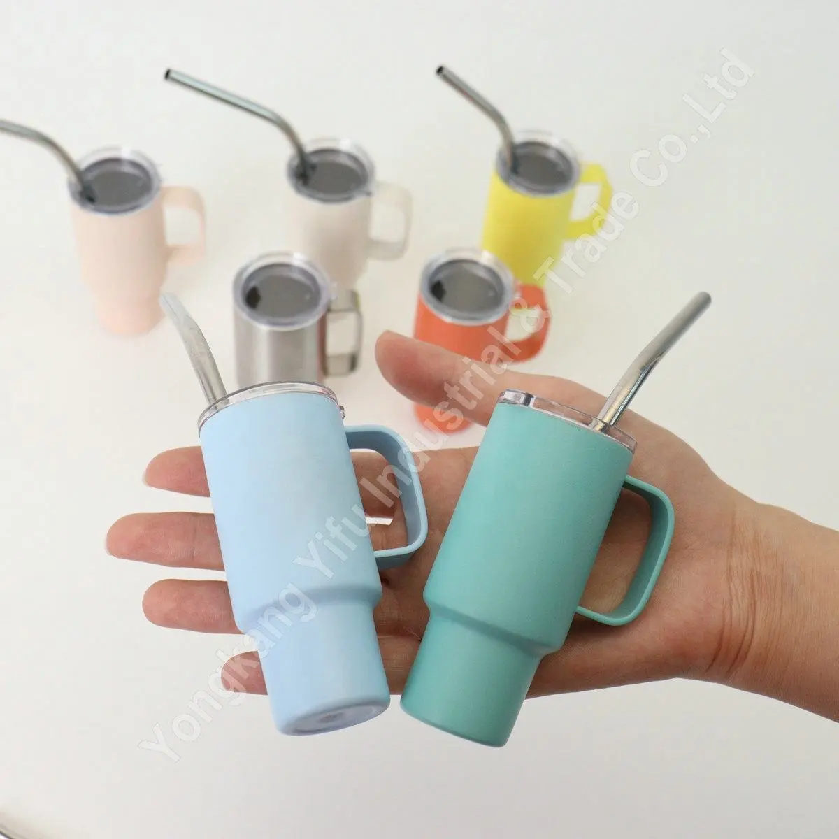 China 2oz Mini Stainless Steel Shot Glass Tumbler with Handle and Straw Lid Manufacturers, Manufacturer