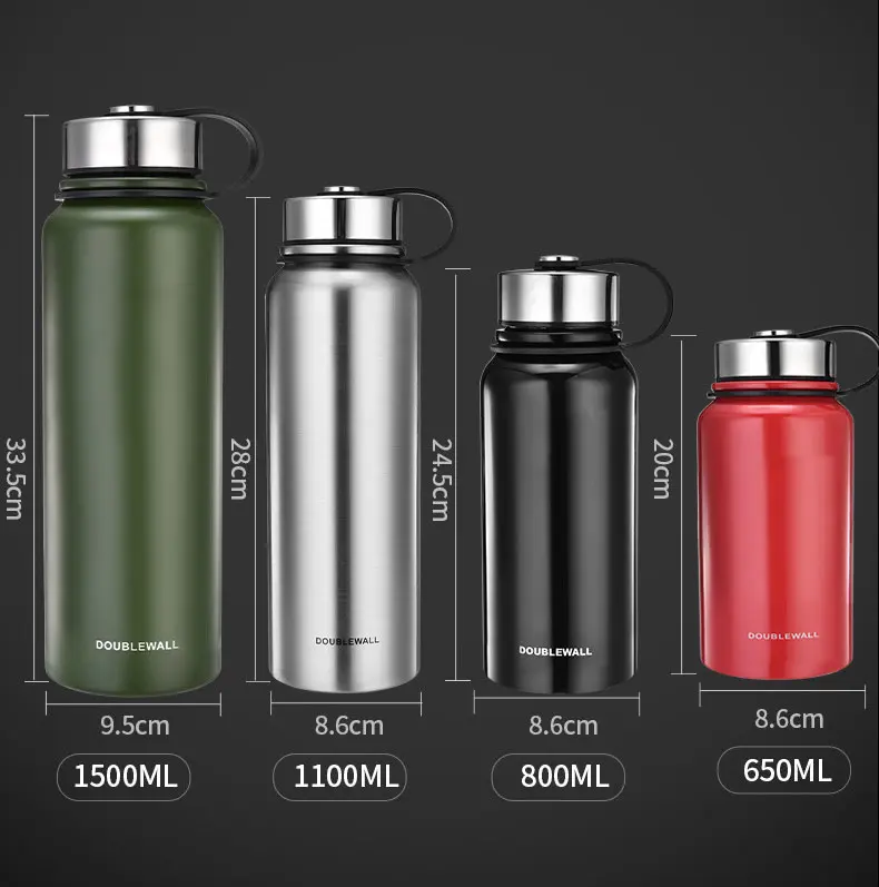 China Outdoor 650/800/1100/1500ml Double Wall Vacuum Insulated Stainless Steel Sports Thermos with Handle Factories, Factory