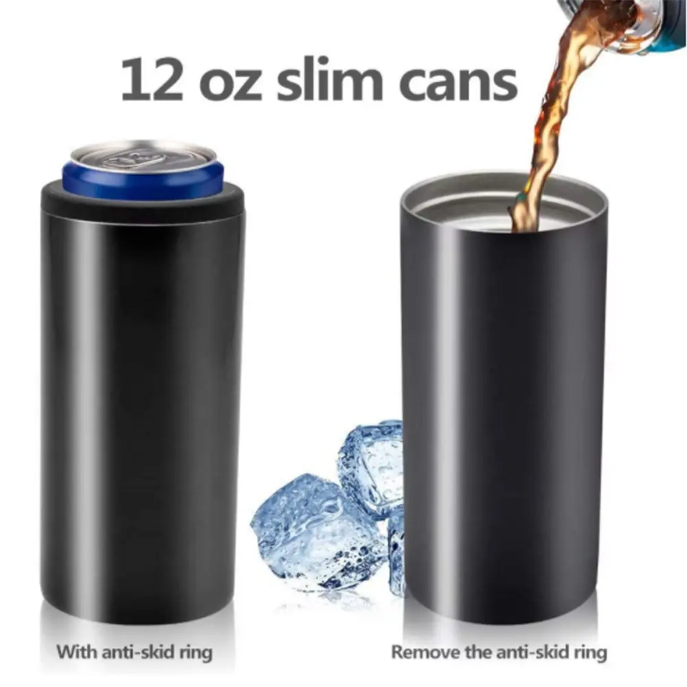 China 12oz Slim Double Wall Stainless Steel Skinny Can Cooler Beer Bottle Factories, Factory