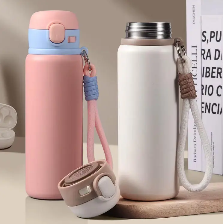 Wholesale Modern Style 380ml 480ml Food-grade 316 Stainless Steel Water Bottle with Bounce Lid Suppliers, Factories