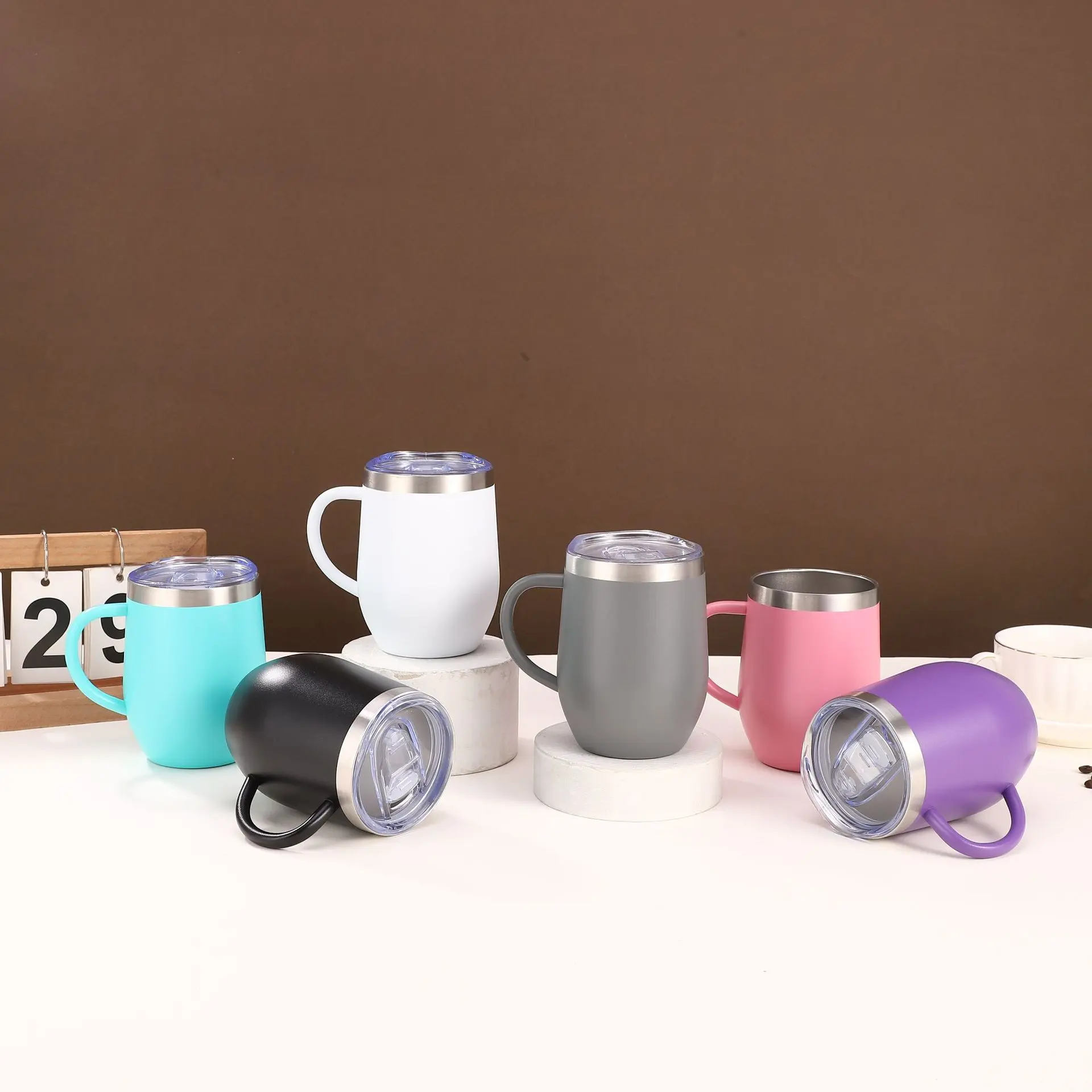 Wholesale 12oz Egg Shape Stainless Steel Vacuum Insulated Coffee Tumbler with Handle Supplier, Suppliers