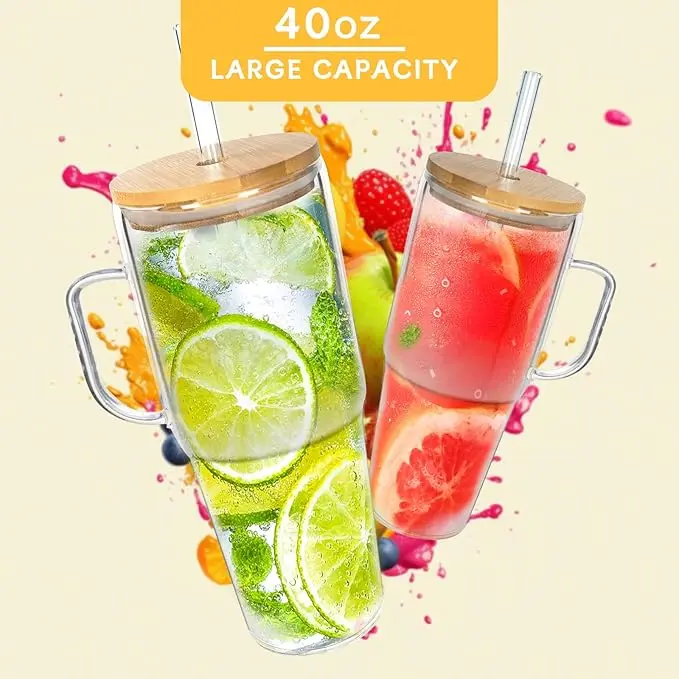 40oz Glass Tumbler Large Capacity