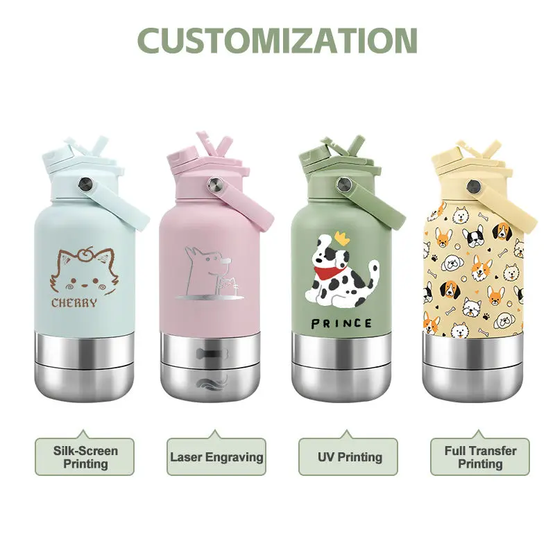 China 3 in 1 Style 32oz Portable Travel Pet Feeder Bowl Set Stainless Steel Outdoor Dog Water Bottle with 2 Bowls Supplier, Factories