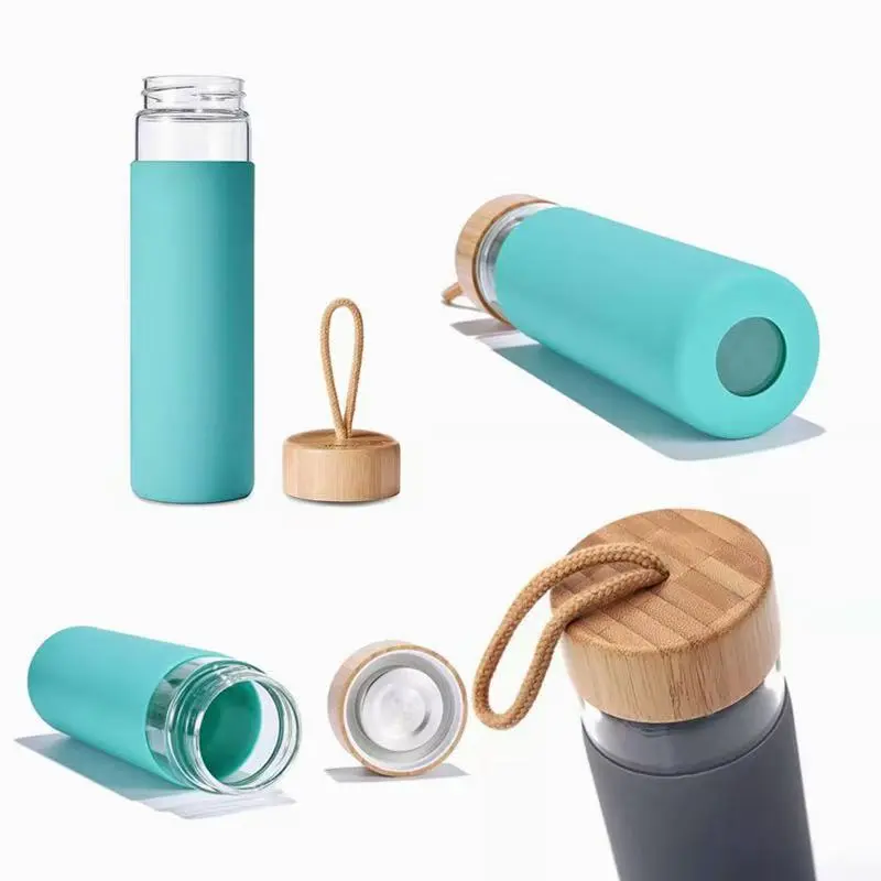 China 500ml Food Grade BPA-Free Sports Borosilicate Glass Drink Cup with Bamboo Lid Factories, Factory
