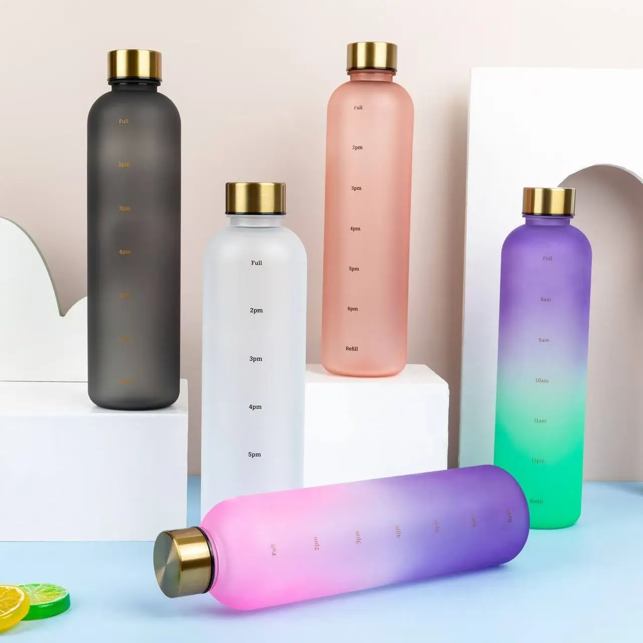 Wholesale Large Capacity 1L Frosted Gradient Color Tritan Cup Plastic Sports Water Bottle Supplier, Factories